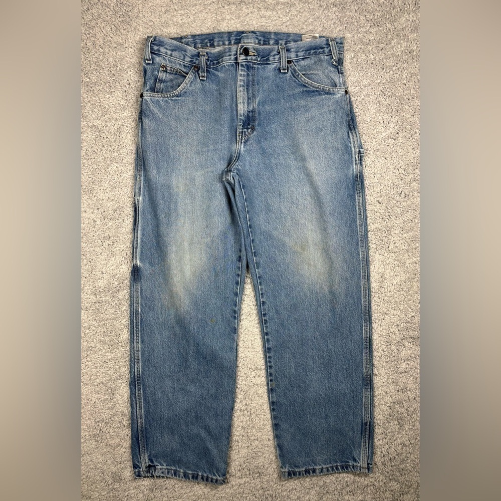 Dickies Jeans Mens 34 Baggy Carpenter Work Utility Streetwear Casual Denim Basic